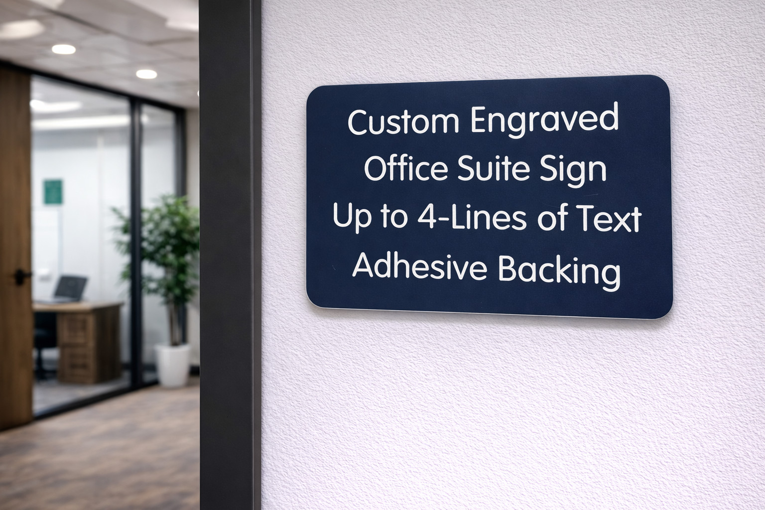 Custom Engraved Navy Blue 4×6 Office Suite Sign  Business Wall Door Plaque