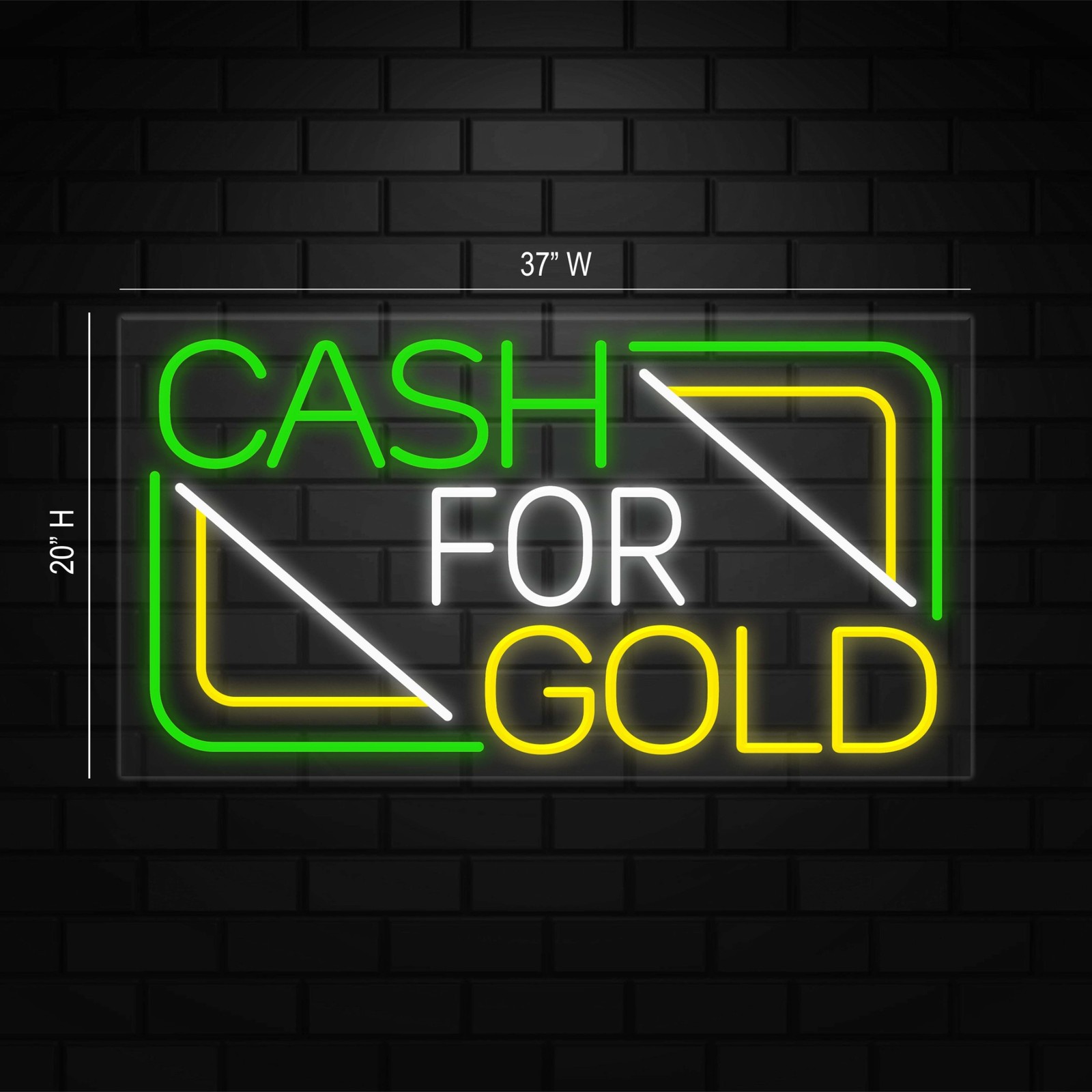 Cash for Gold Sign for Business Displays | LED Flex Neon | 37″W x 20″H x 1″D