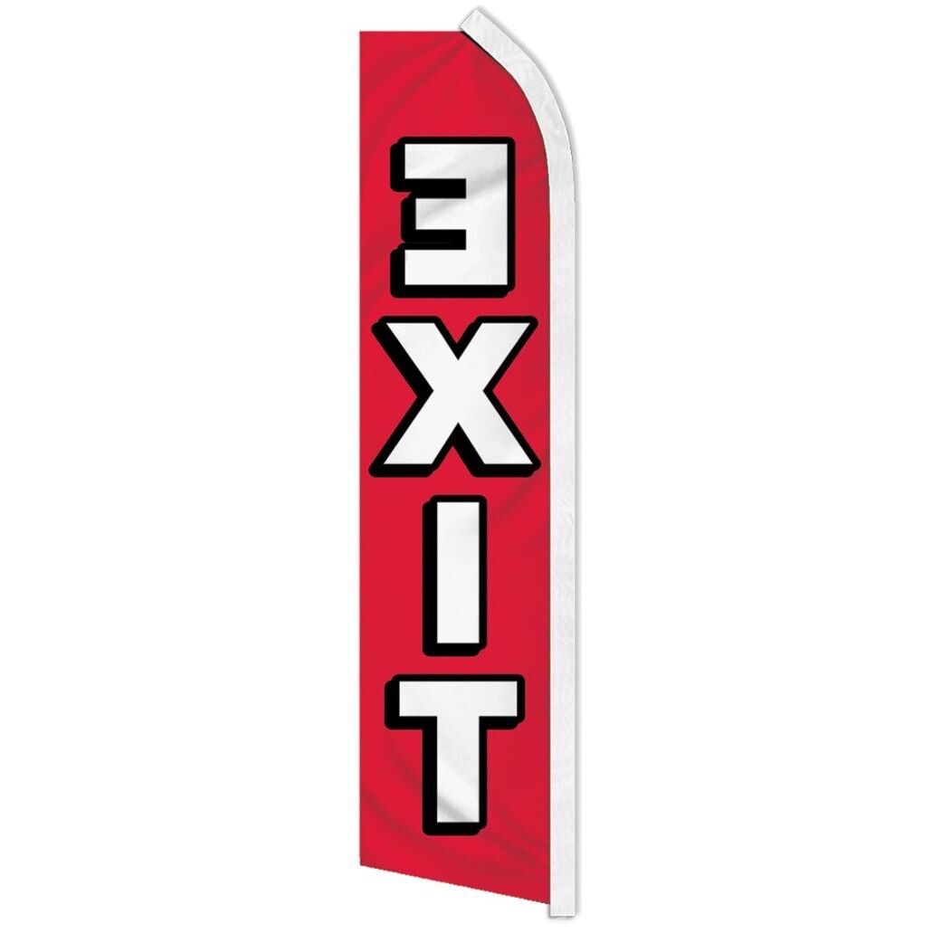 EXIT advertising super flag polyester banner sign *POLE NOT INCLUDED*