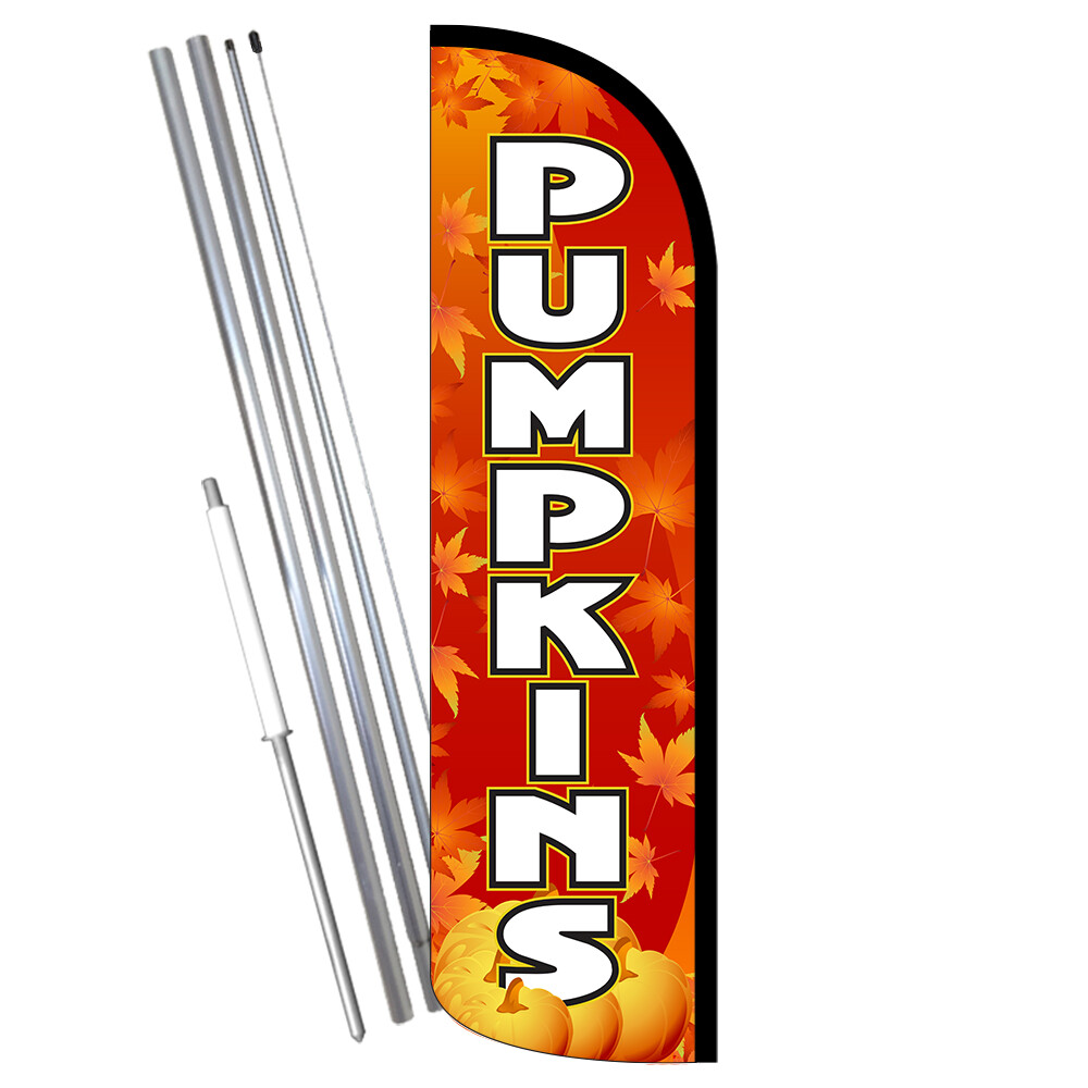 Pumpkins Premium Windless Feather Flag Bundle (Complete Kit) OR Optional Replace
