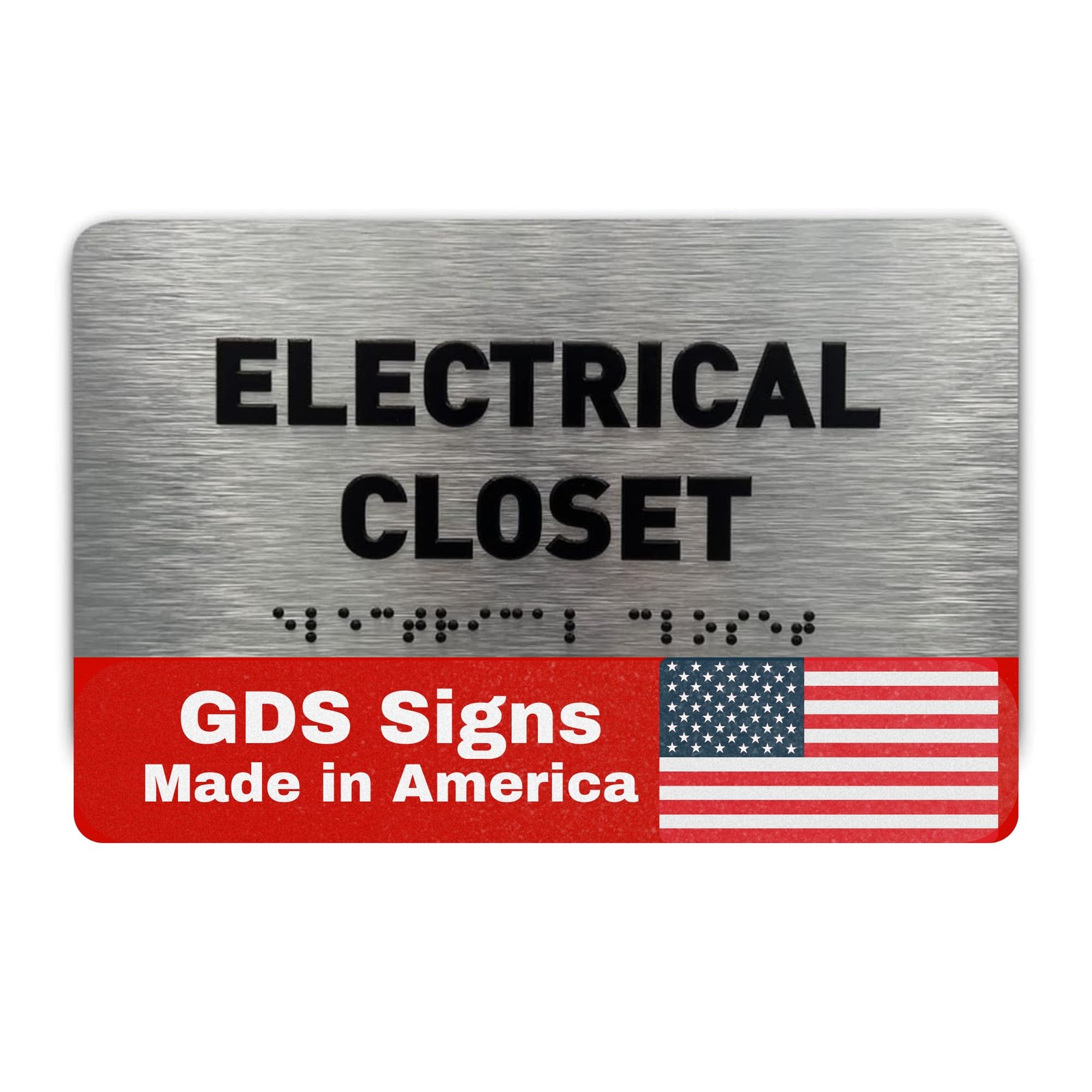 Electrical Closet Sign ADA Compliant Utility Braille Brushed Aluminum 1 PCS