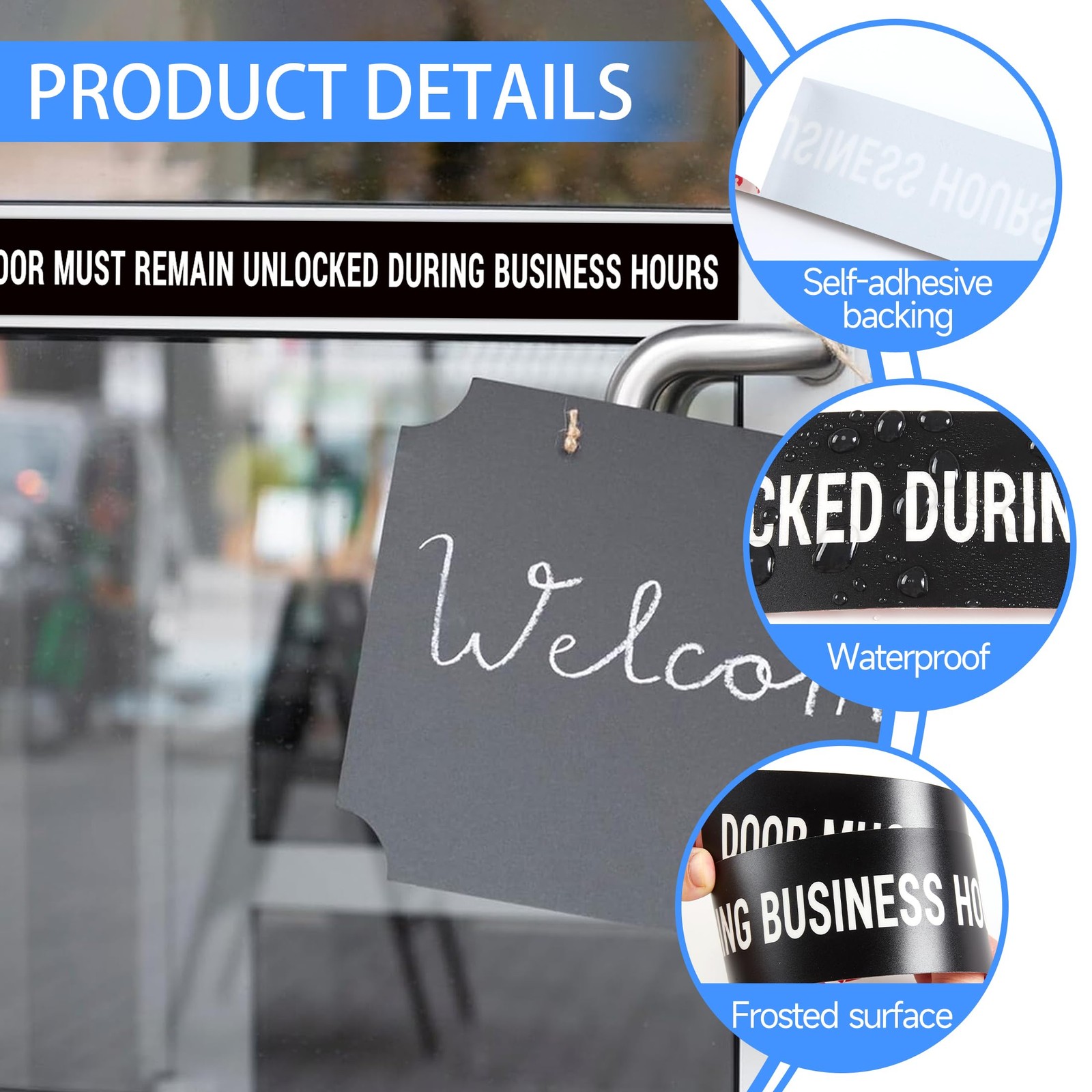2PCS Door Must Remain Unlocked during Business Hours Sticker Sign,Self-Adhesive