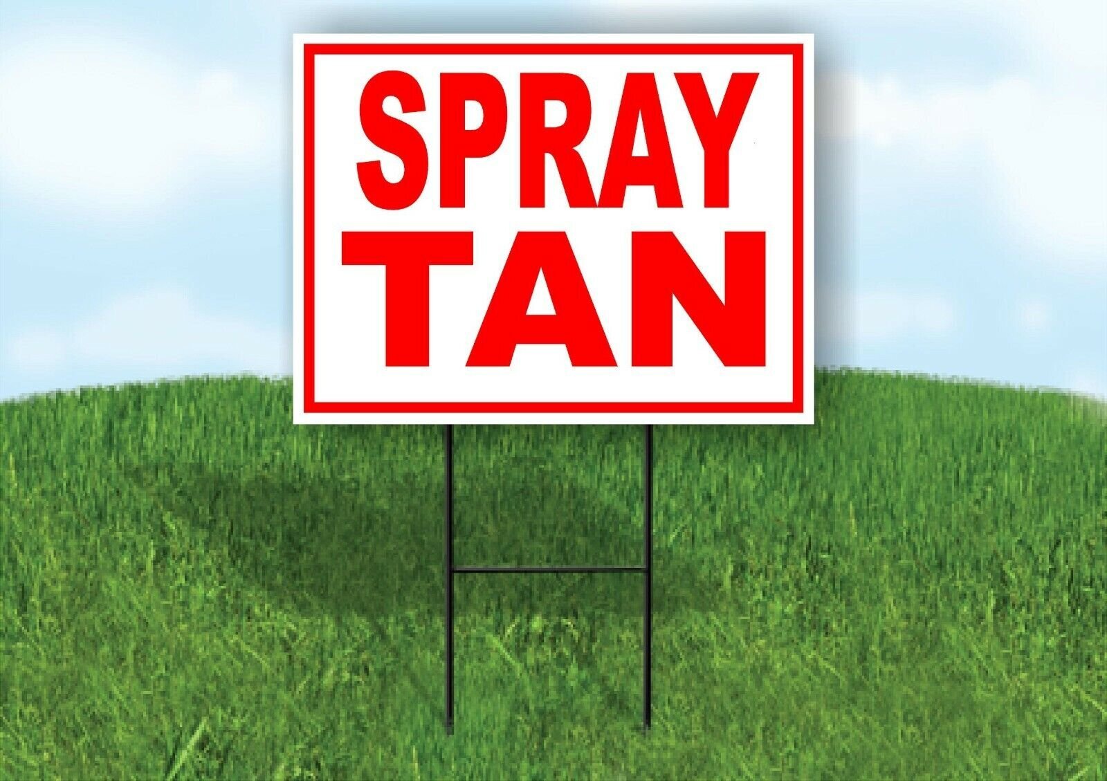 SPRAY TAN RED WHITE Yard Sign Road with Stand LAWN SIGN