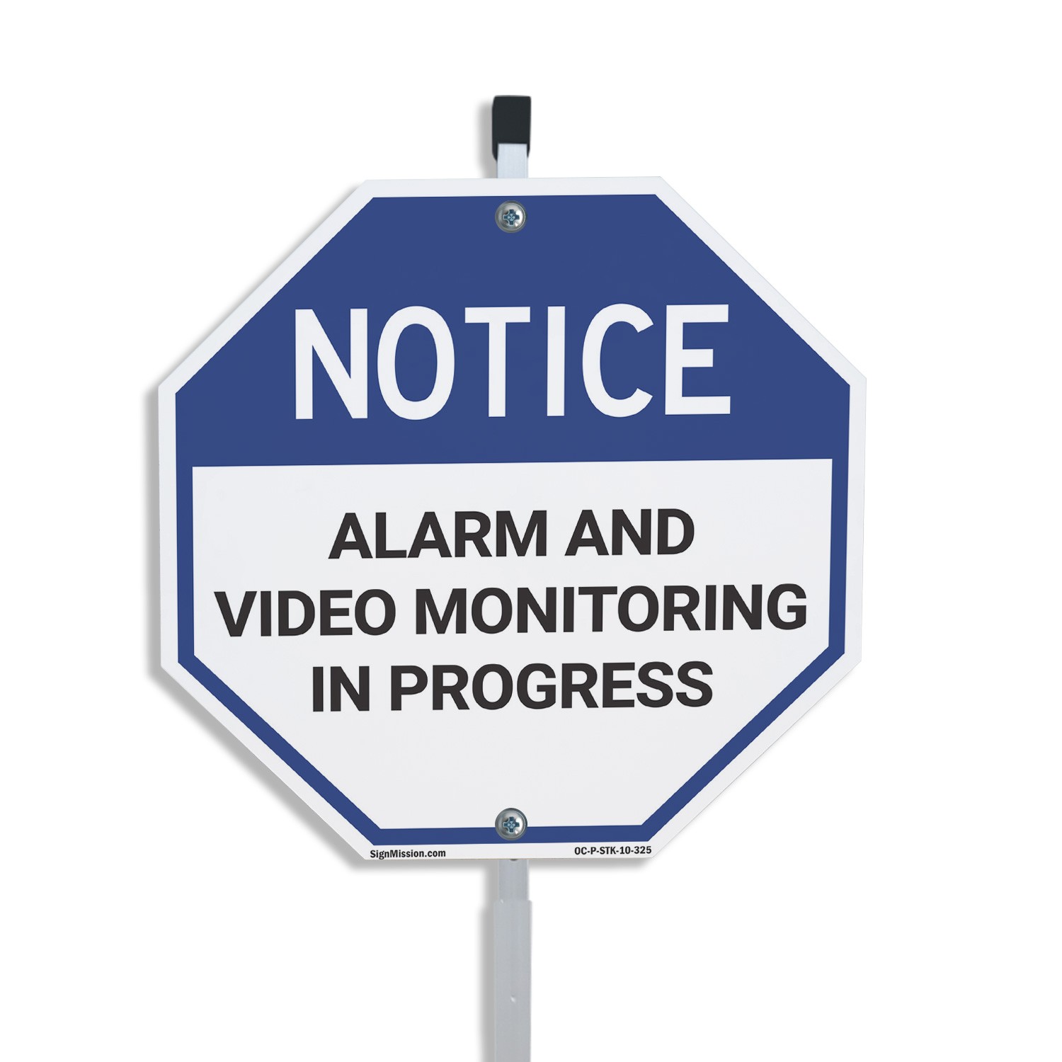Notice Alarm and Video Monitoring Octagon Sign With Stake Weather Resistant