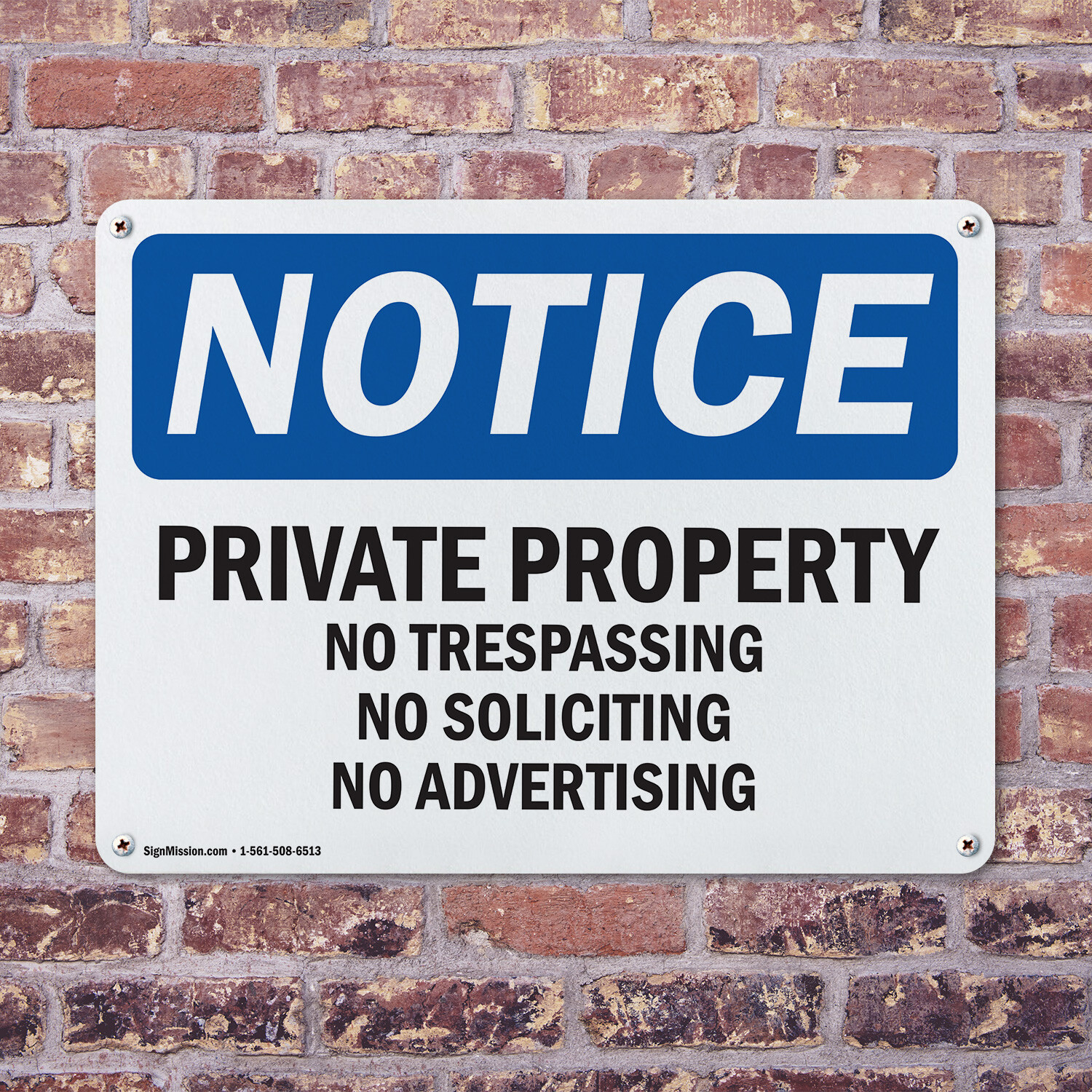 (2 Pack) Private Property No Trespassing No Soliciting OSHA Notice Sign Decal