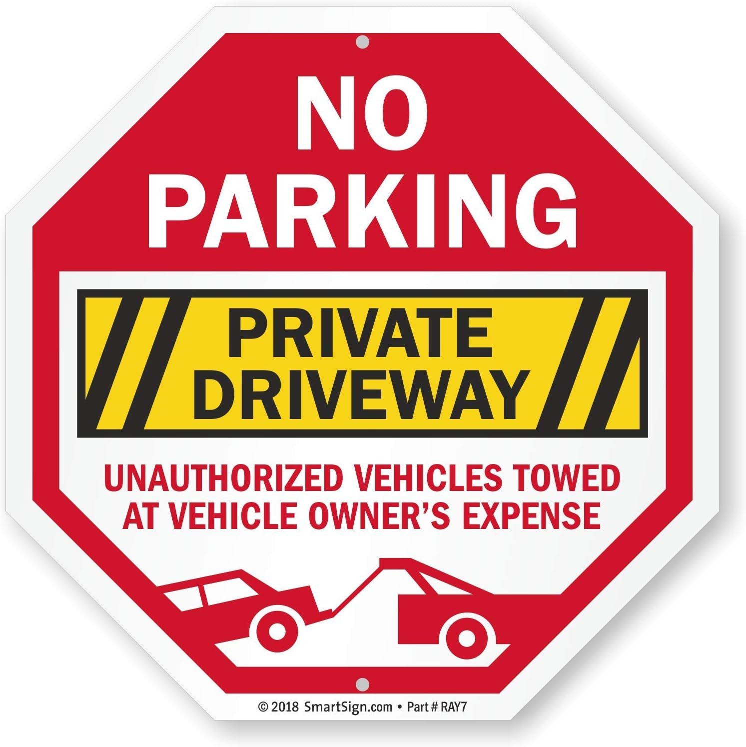 No Parking Private Driveway Sign, Unauthorized Vehicles Towed at Vehicle Owner’S