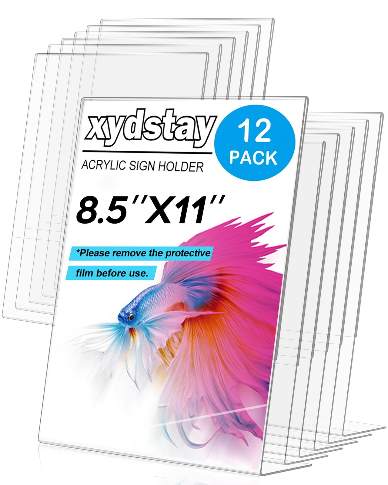 xydstay 12pack 8.5×11 Acrylic, L Shape Clear Plastic, Menu Holder,