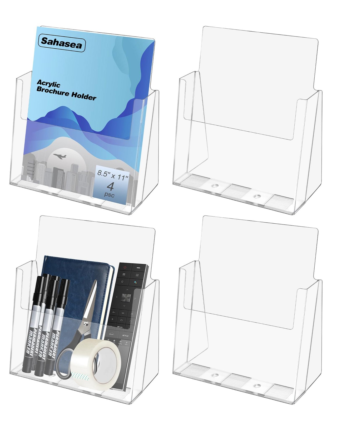 Sahasea Brochure Holder 8.5 x 11, 4 Pack Flyer for Real Estate, Clear