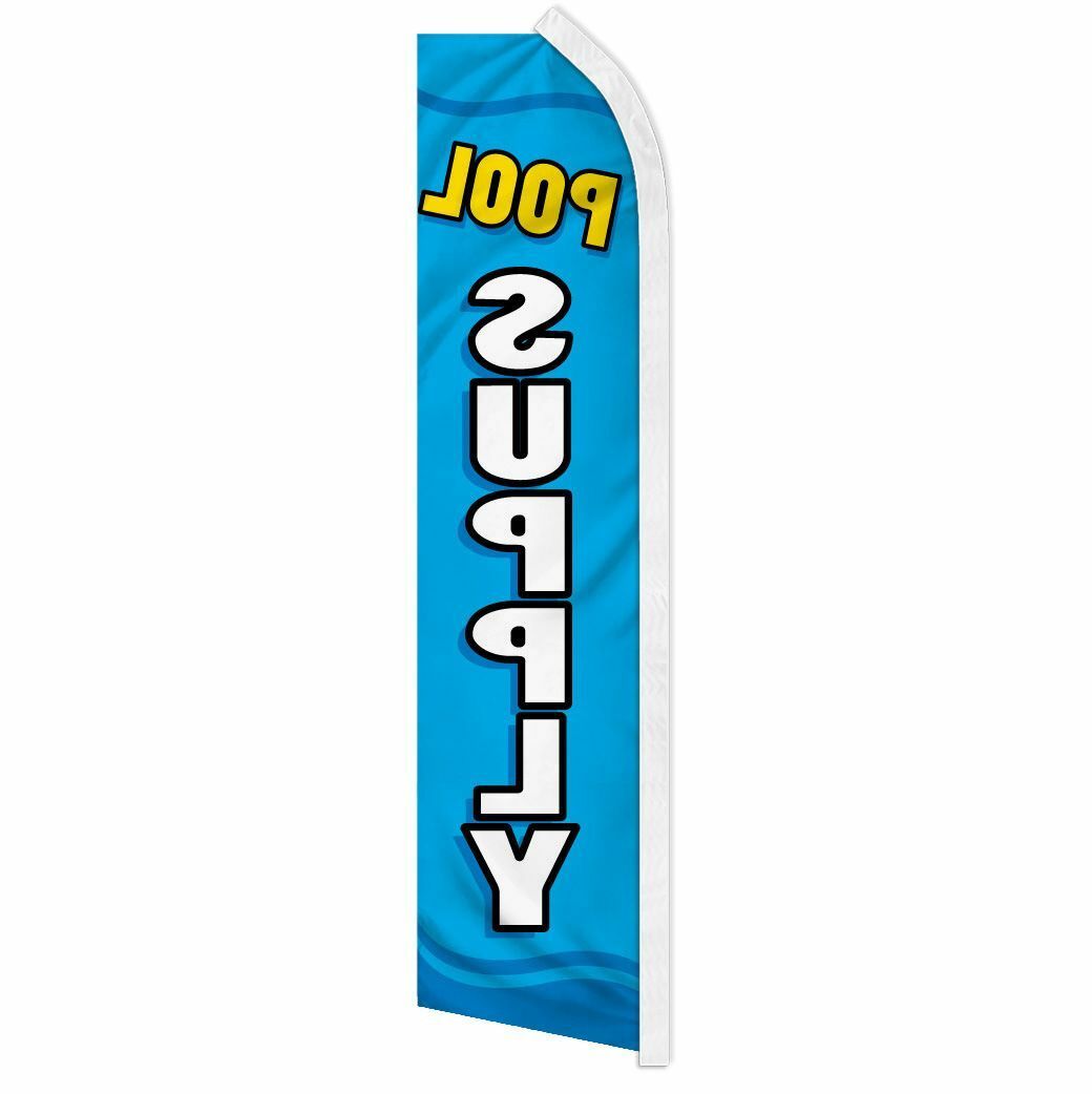 “POOL SUPPLY” advertising super flag swooper banner business sign