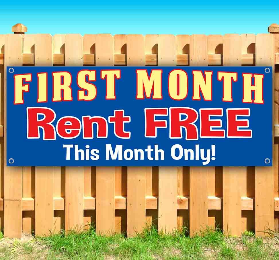 FIRST MONTH RENT FREE Advertising Vinyl Banner Flag Sign Many Sizes HOUSING