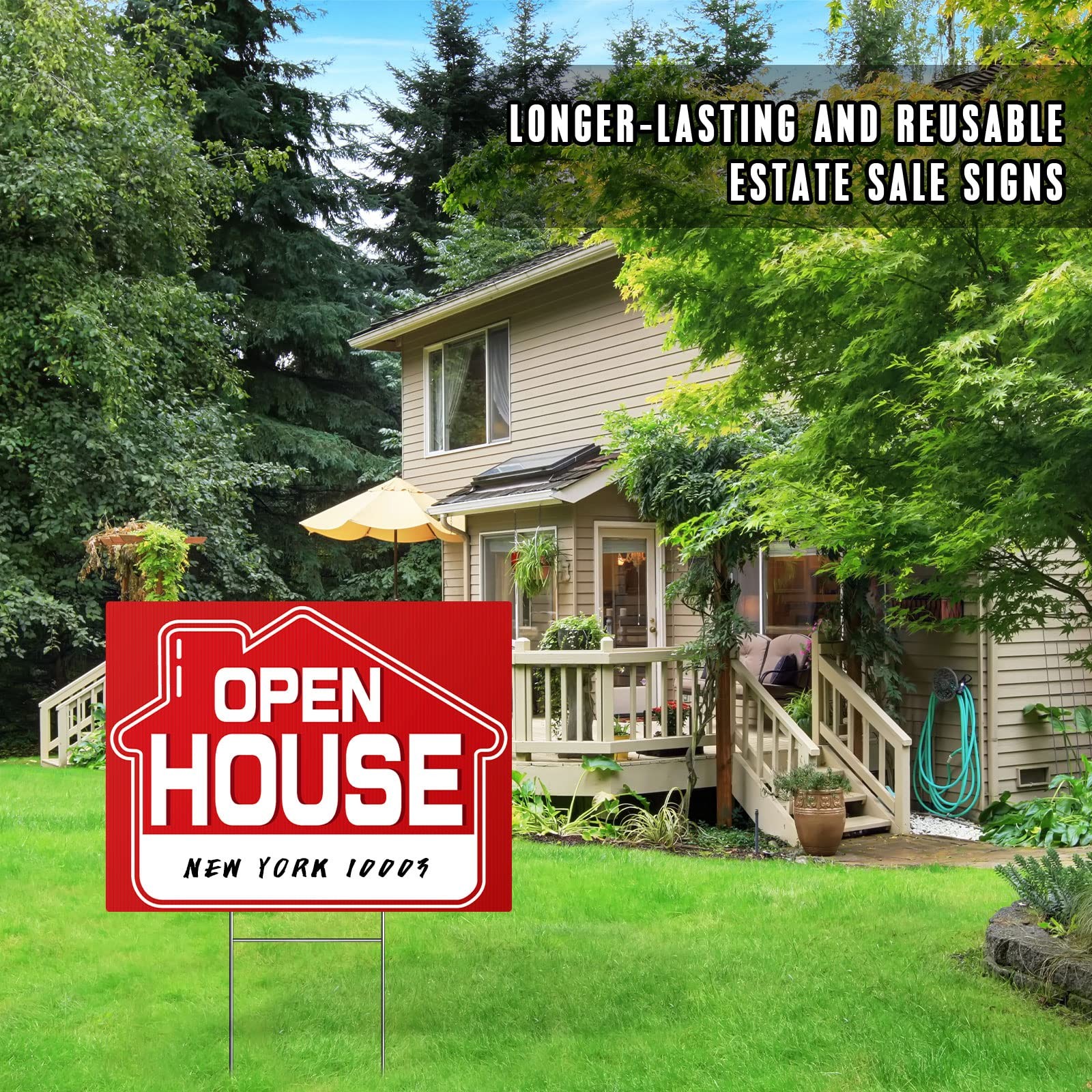 Open House Signs 5 Pack 16×12 Double Sided Real Estate Yard Signs Metal Stakes