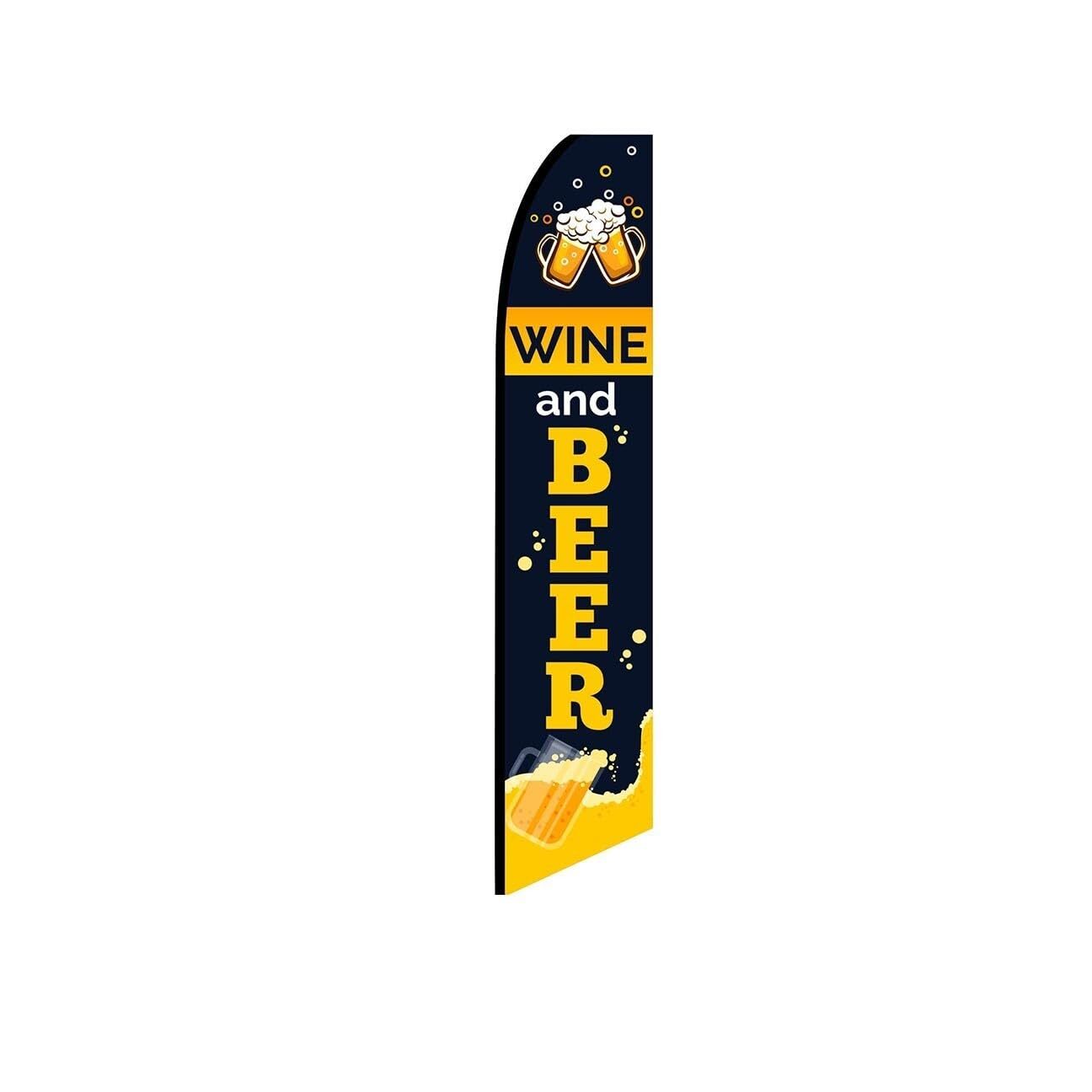 Wine and Beer Black Swooper Flutter Feather Flag | 3ft W x 11.5ft Tall