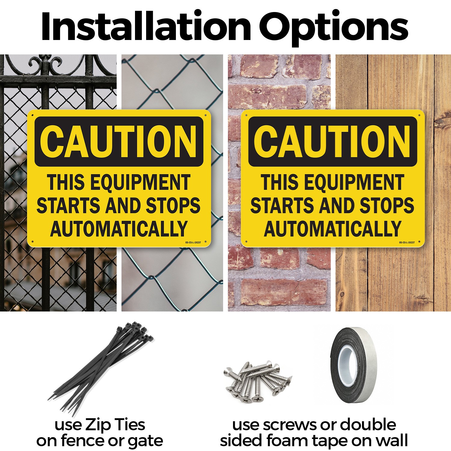 Starts and Stops OSHA Caution Sign Metal, Plastic, Or Decal – 5 or 10 Pack