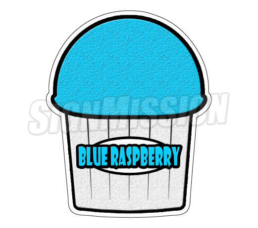 BLUE RASPBERRY FLAVOR Italian Ice Decal shaved cart trailer stand sticker