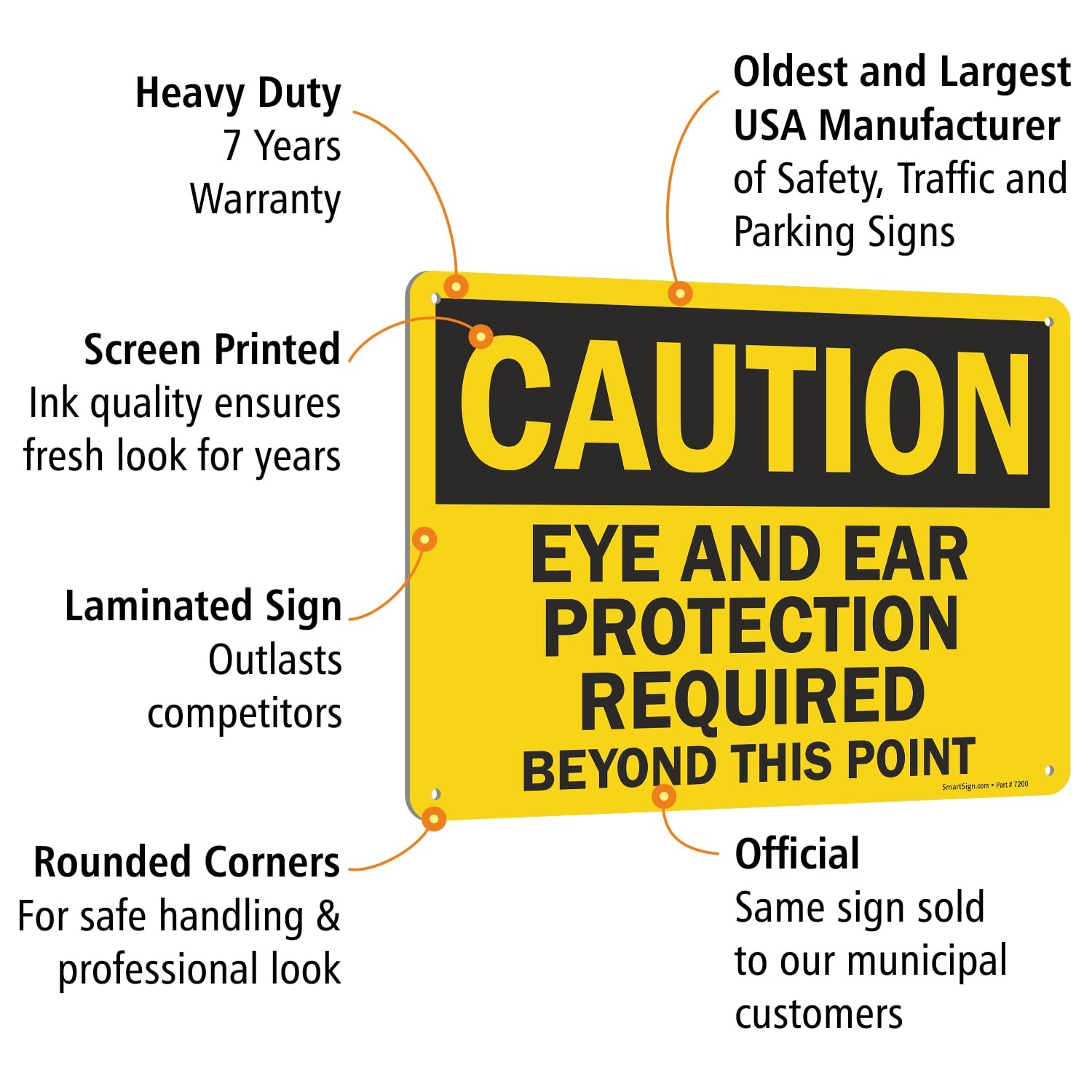 U91521NA_10x14 Caution Eye Ear Protection Required Sign Aluminum 10×14 Inch