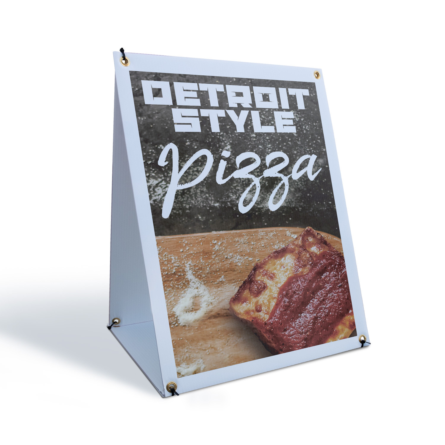 Detroit Style Pizza A-Frame Sidewalk Sign Authentic Recipe Fresh Ingredients
