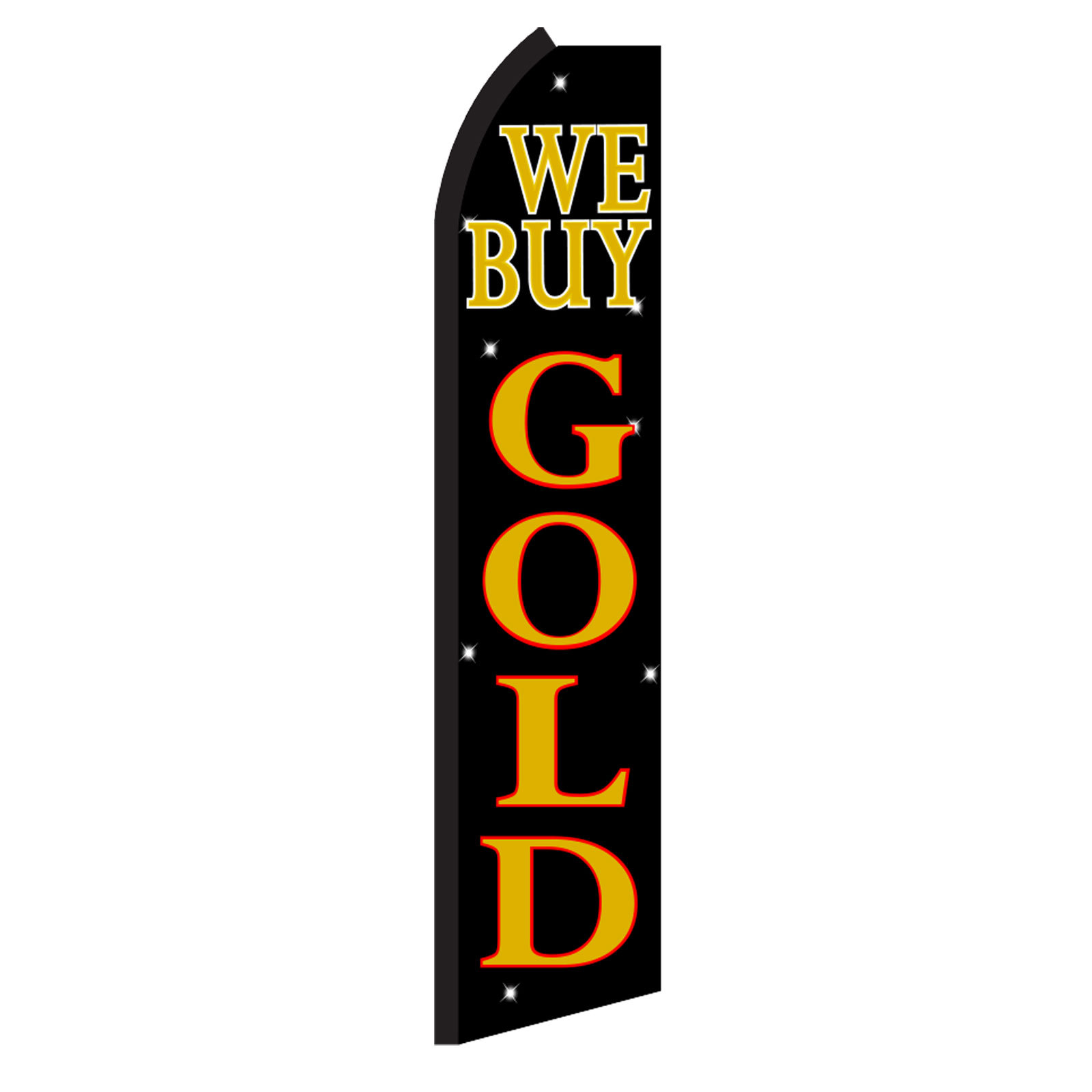 We Buy Gold Flag Flutter Feather Banner Swooper