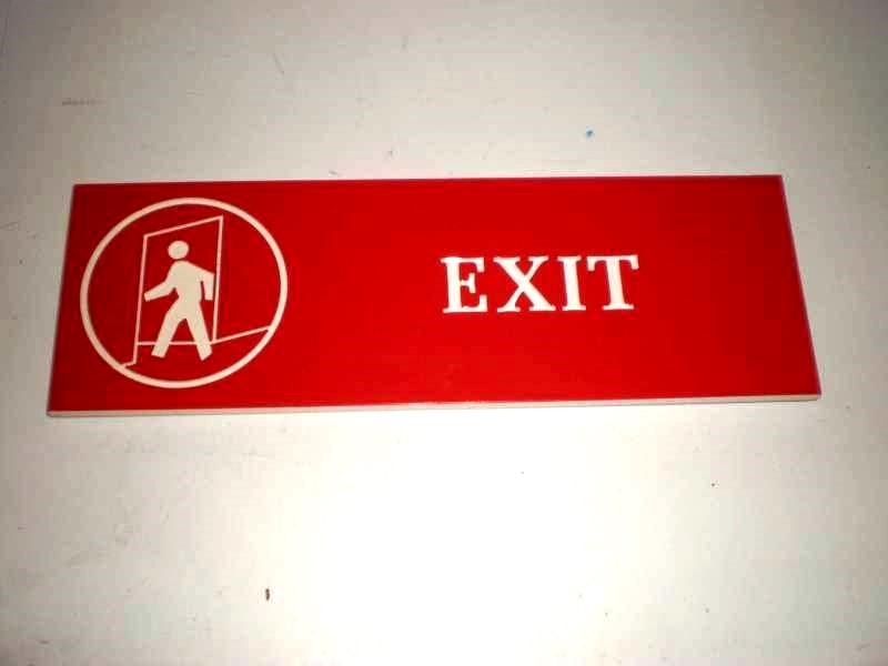 Exit sign Traex 4009 8 1/4″ x 2 3/4″ Retro Vintage Red w/ Adhesive back