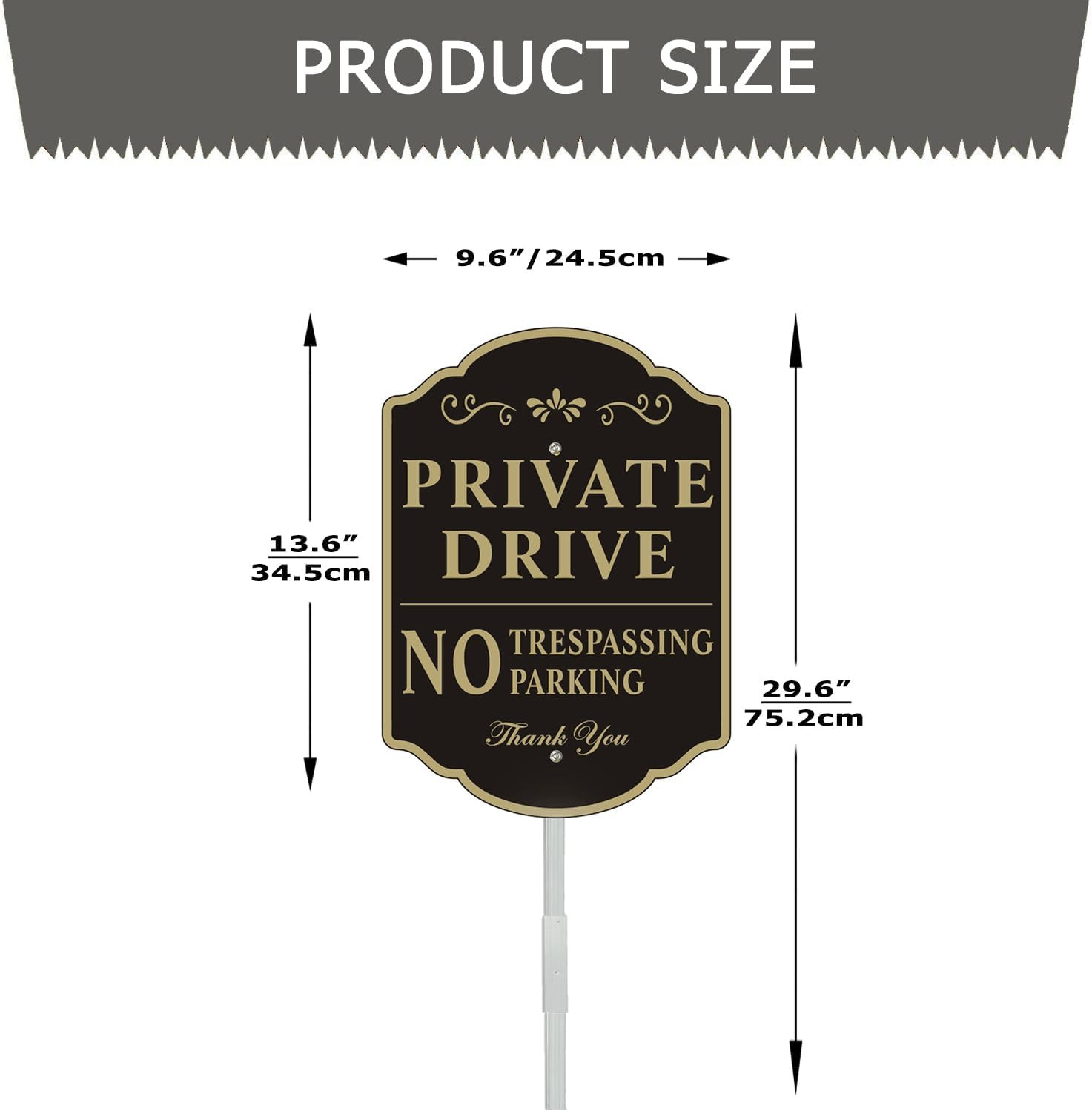 Private Drive Sign 2 Pack 9.6″X13.6″ No Parking No Trespassing with Stake
