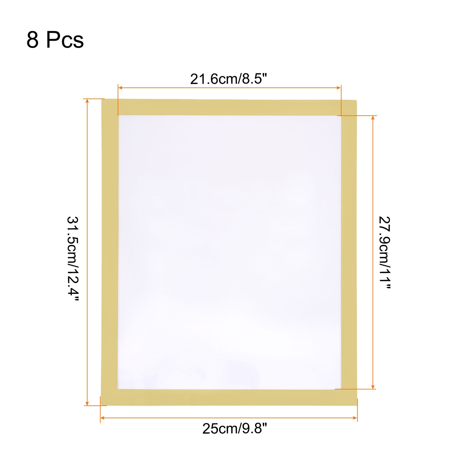 8pcs Self Adhesive Magnetic Wall Sign Holder, 8.5″x11″ Frame Display,Gold