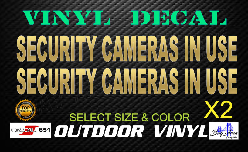 Security Cameras In Use Decals 2X Outdoor Waterproof Window EXTERIOR vinyl