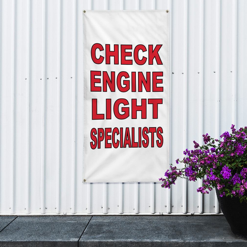 Vertical Vinyl Banner Multiple Sizes Check Engine Light Specialists Business