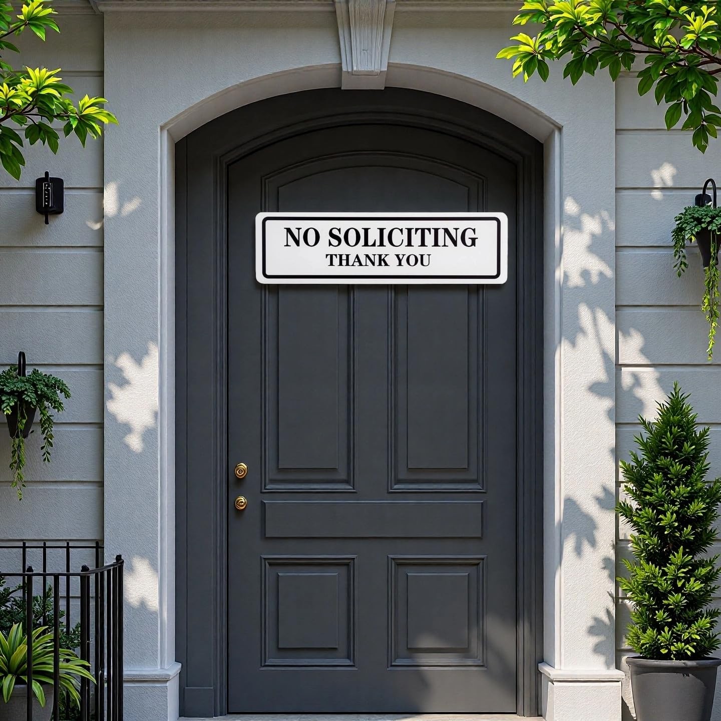 No Soliciting Sign 2.4×8.26 Inch Weatherproof UV Resistant for Door Home Office