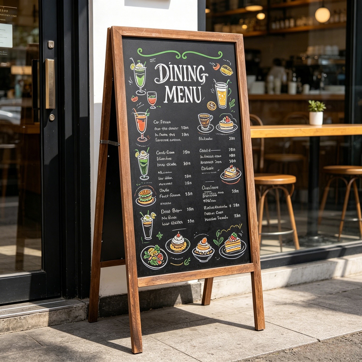 Free Standing Magnetic Chalkboard Solid Sidewalk Sign Display Board Outdoor Deco