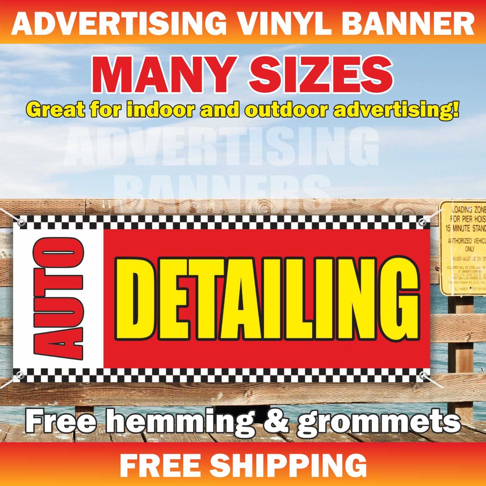 AUTO DETAILING Advertising Banner Vinyl Mesh Sign service repair cleaning car