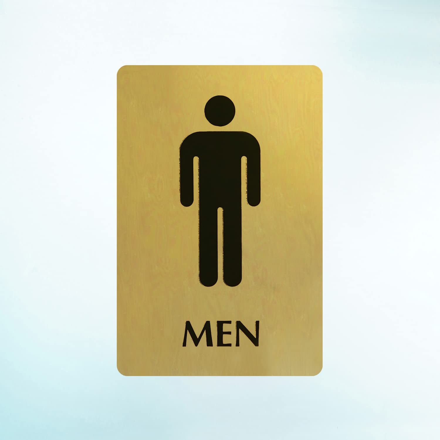 6×9 inch Gold Black Brass Metal Engraved Men’s Restroom Sign with Pictogram