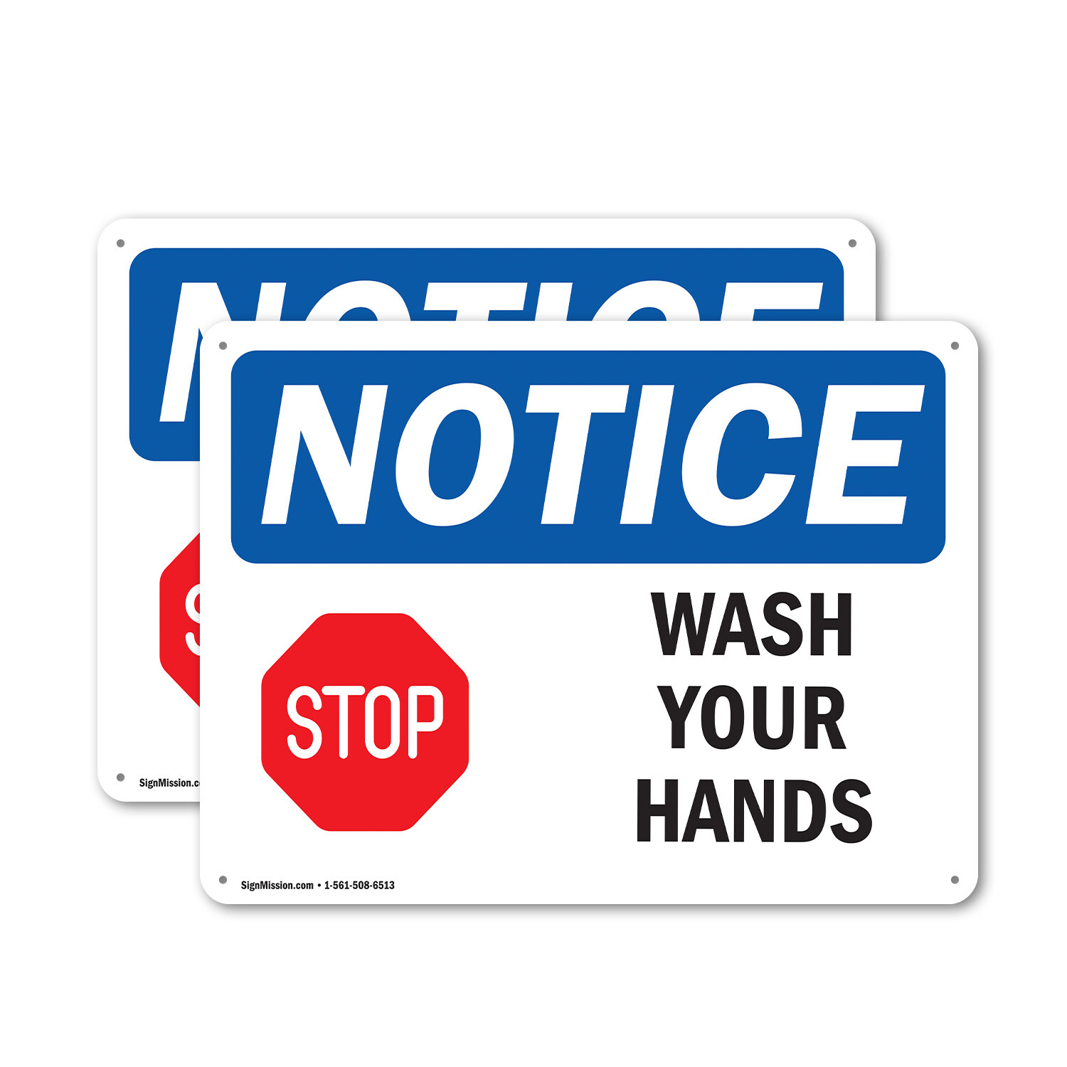(2 Pack) Wash Your Hands OSHA Notice Sign Decal Metal Plastic