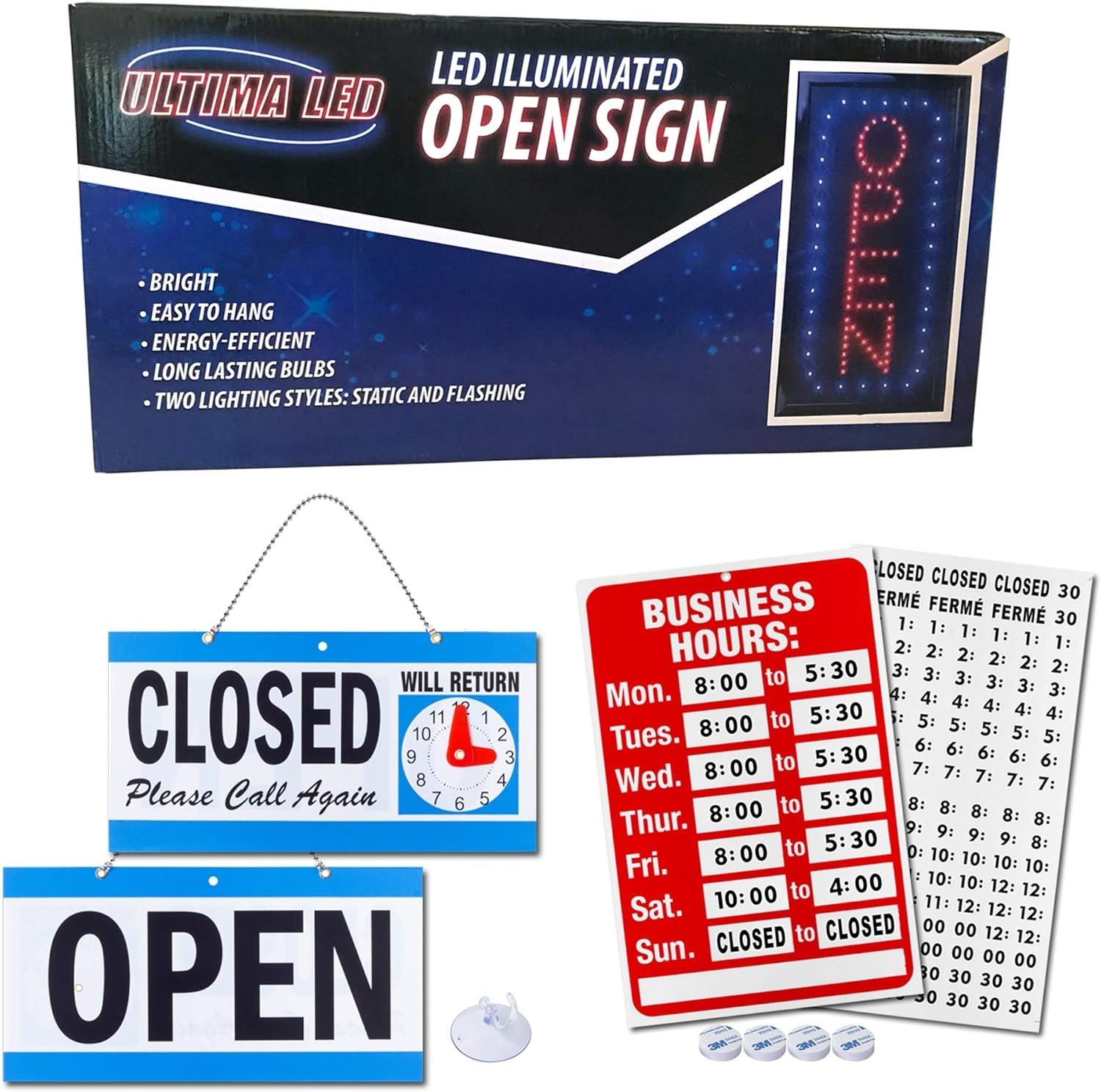 LED Open Sign with Business Hours – Ideal for Retail