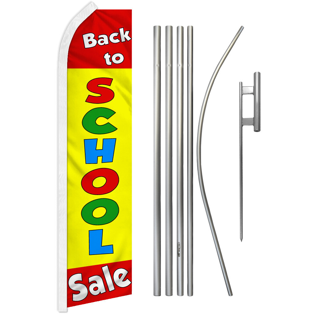 Back to School Sale Advertising Swooper Feather Flutter Flag & Pole Kit Sale