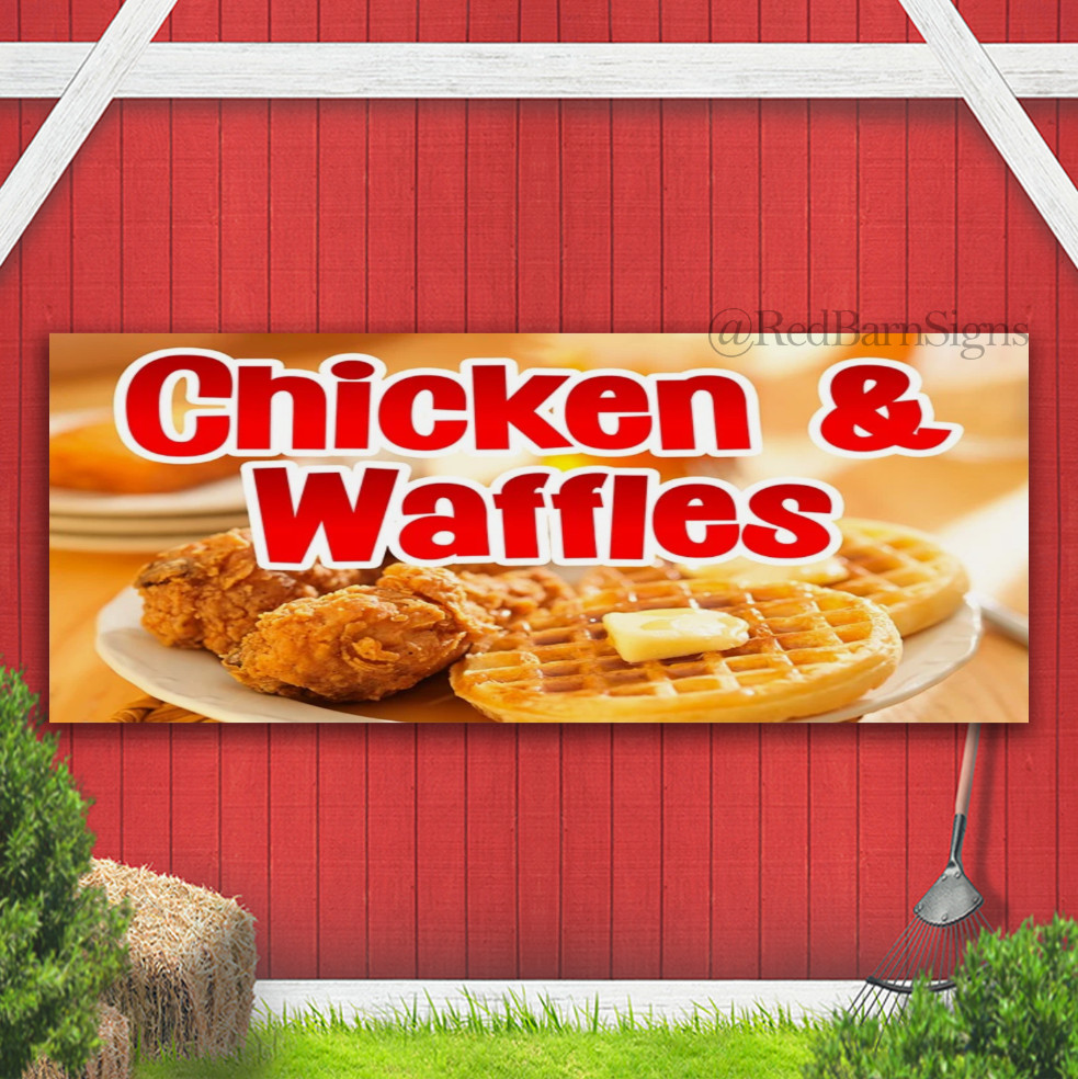 Chicken & Waffles Indoor Outdoor Banner Sign with grommets