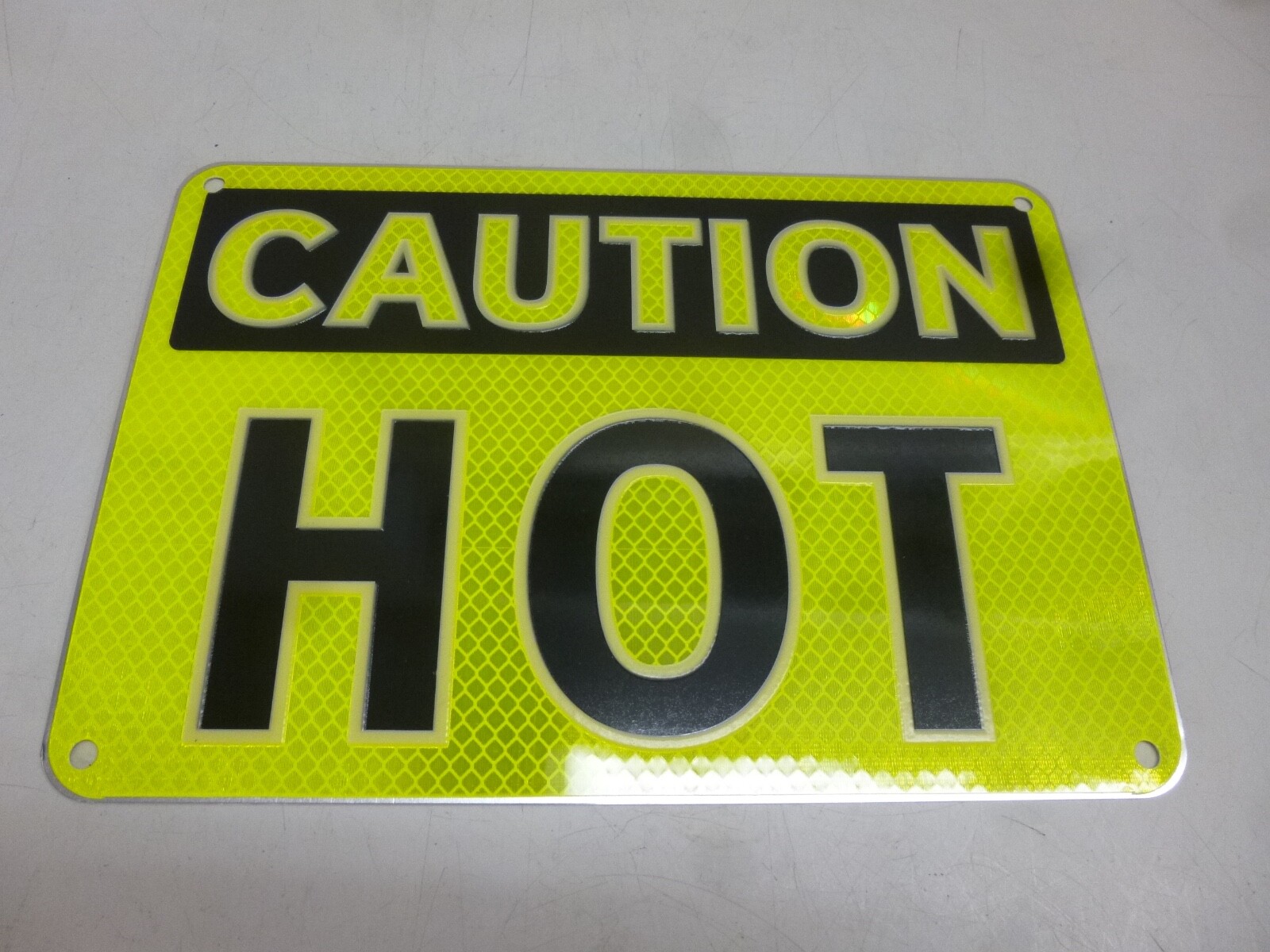 NEW BRADY Reflective Aluminum Caution Sign, 7″ x 10″, BLK/YEL, “Hot”, 102475