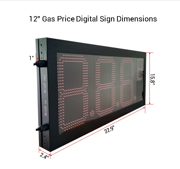 12″ Digits- LED Gas Sign 2 Red w/Remote/Complete Pack 33”x15″/5 Year Warranty