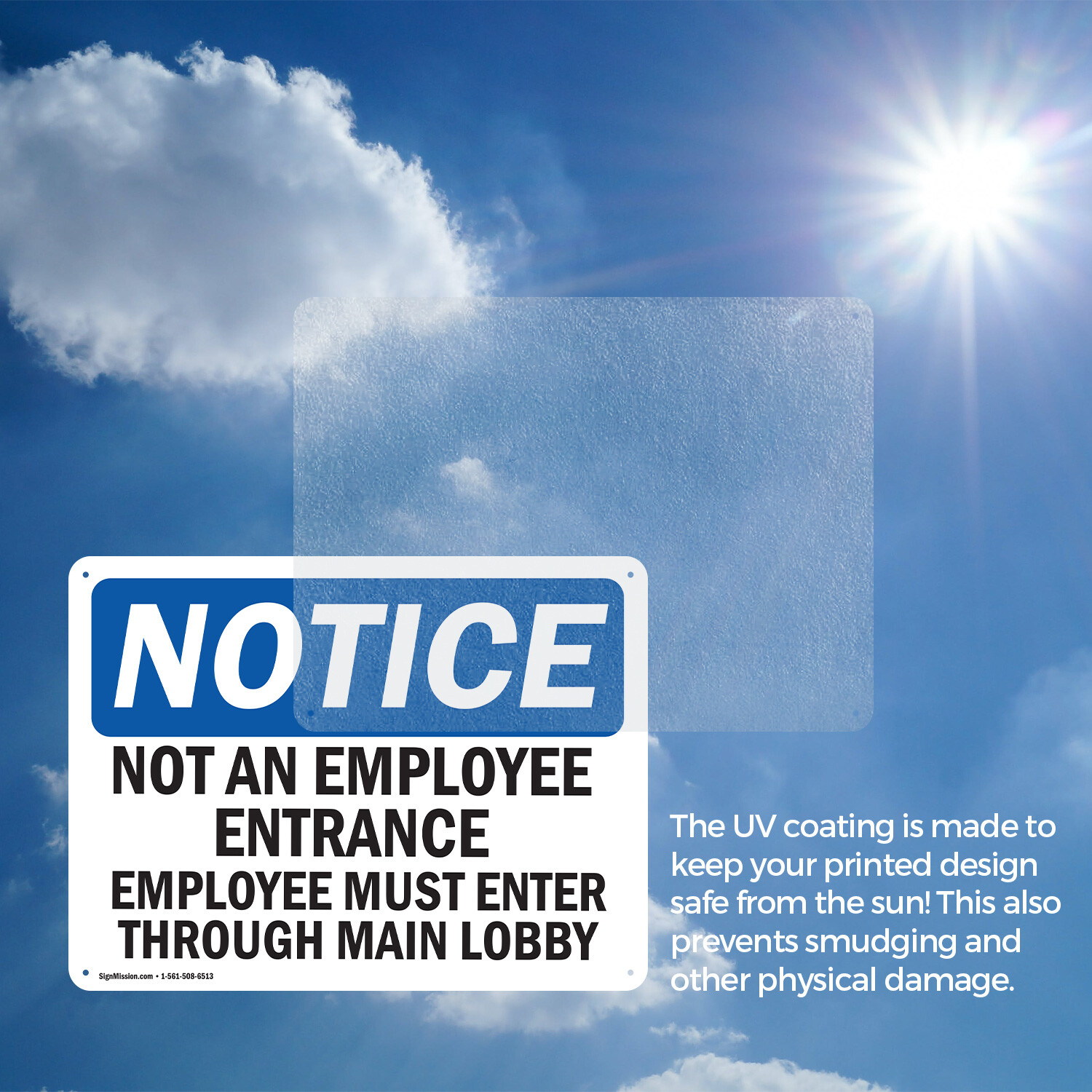 (2 Pack) Not An Employee Entrance Employees Must OSHA Notice Sign Decal Metal