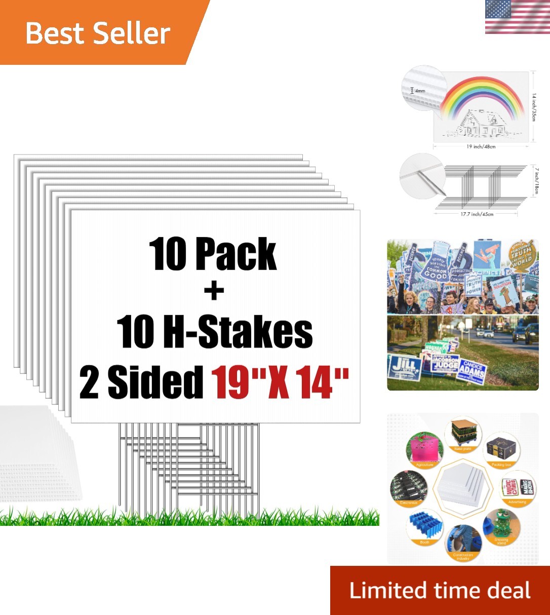 10 Pack White Yard Sale Signs – Durable 19×14 Inches, Double-Sided with Stakes