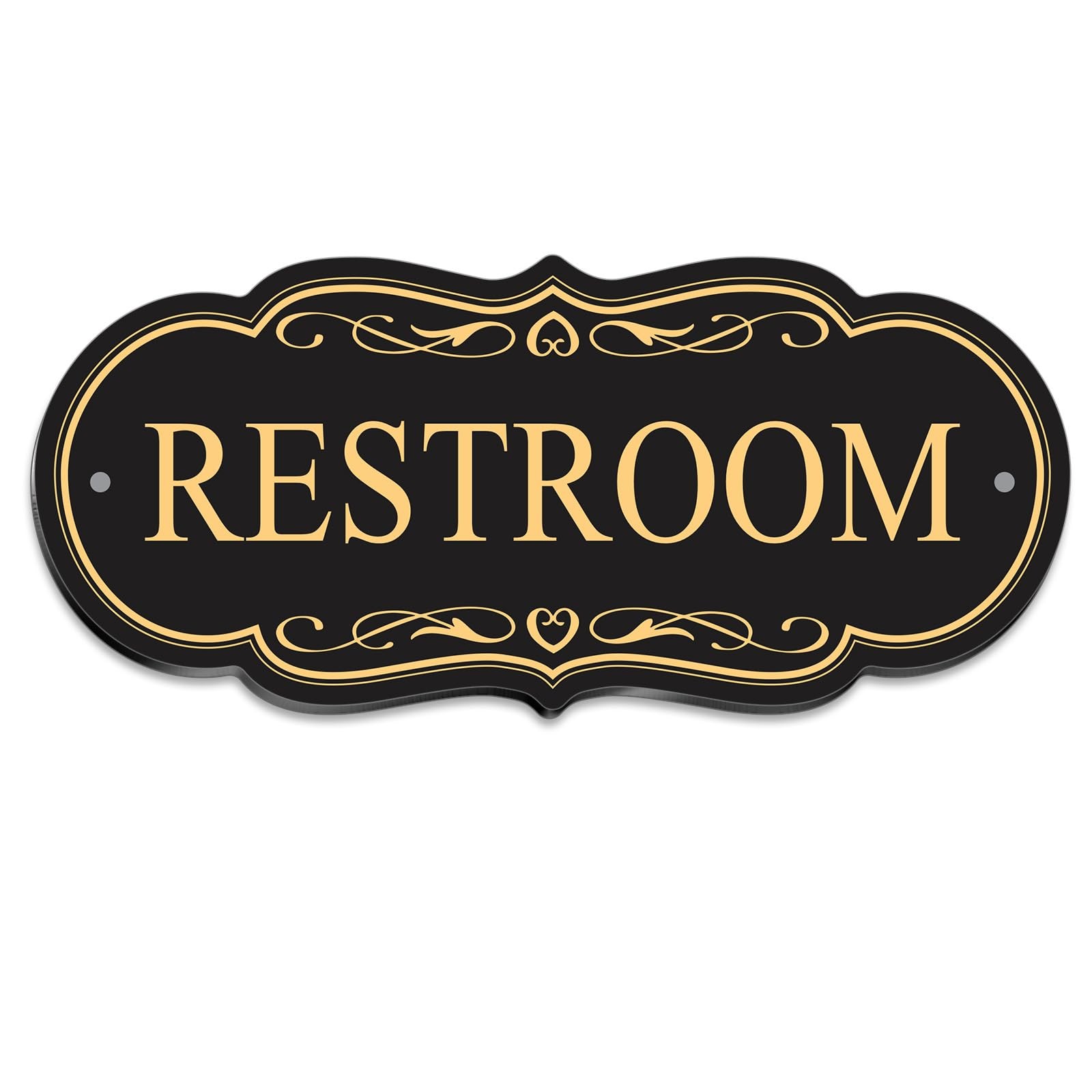Restroom Sign 8×3.5 Inch Waterproof Acrylic SelfAdhesive Black Gold Office
