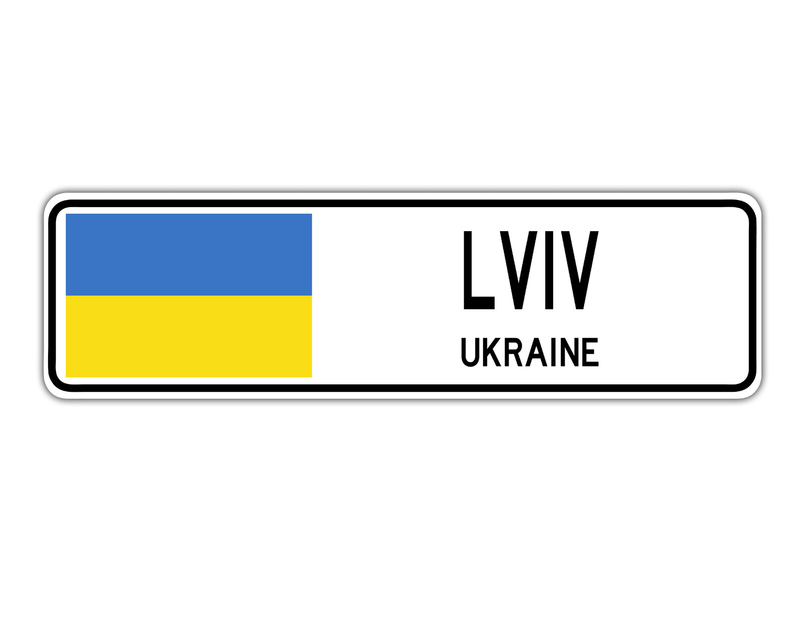 Lviv Ukraine Street Ukrainian Flag City Country Wall Gift Aluminum Metal Sign