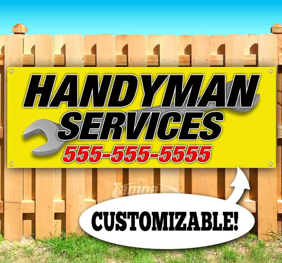 HANDYMAN SERVICES CUSTOM PH NUMBER Advertising Vinyl Banner Flag Sign Many Sizes