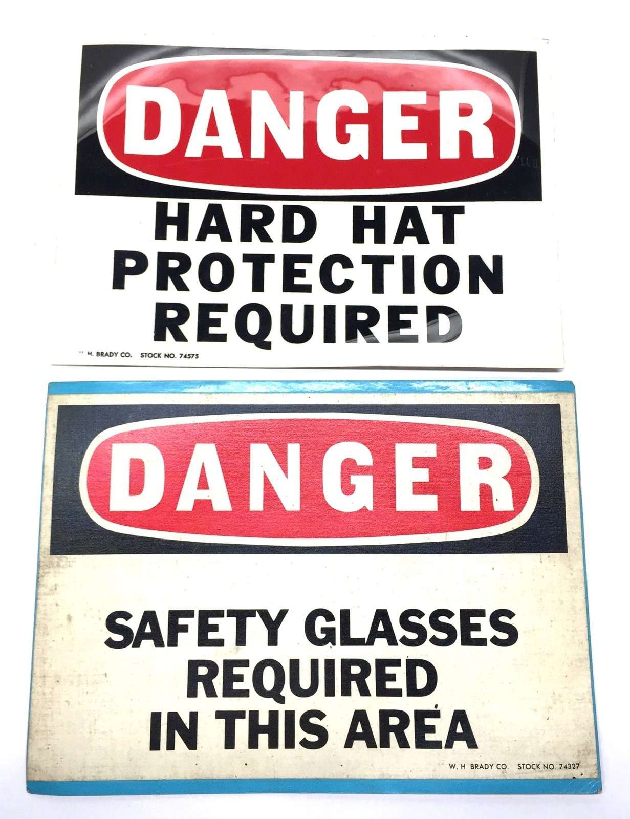 W.H. Brady Vinyl 14″ x 10″ ‘DANGER’ Adhesive Safety Pack (2pcs) 74575/74327 NOS