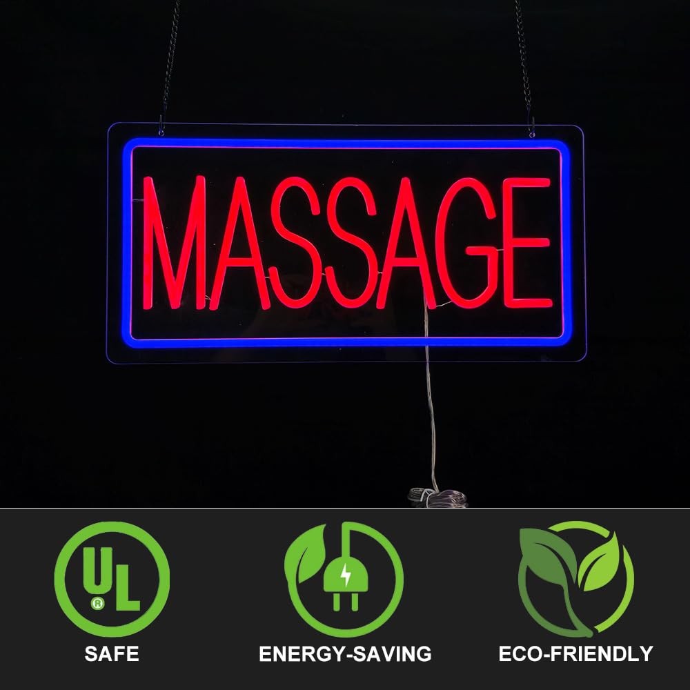 LED Massage Open Sign for Spa & Salon – Neon Wall Decor 19� x 9.5�