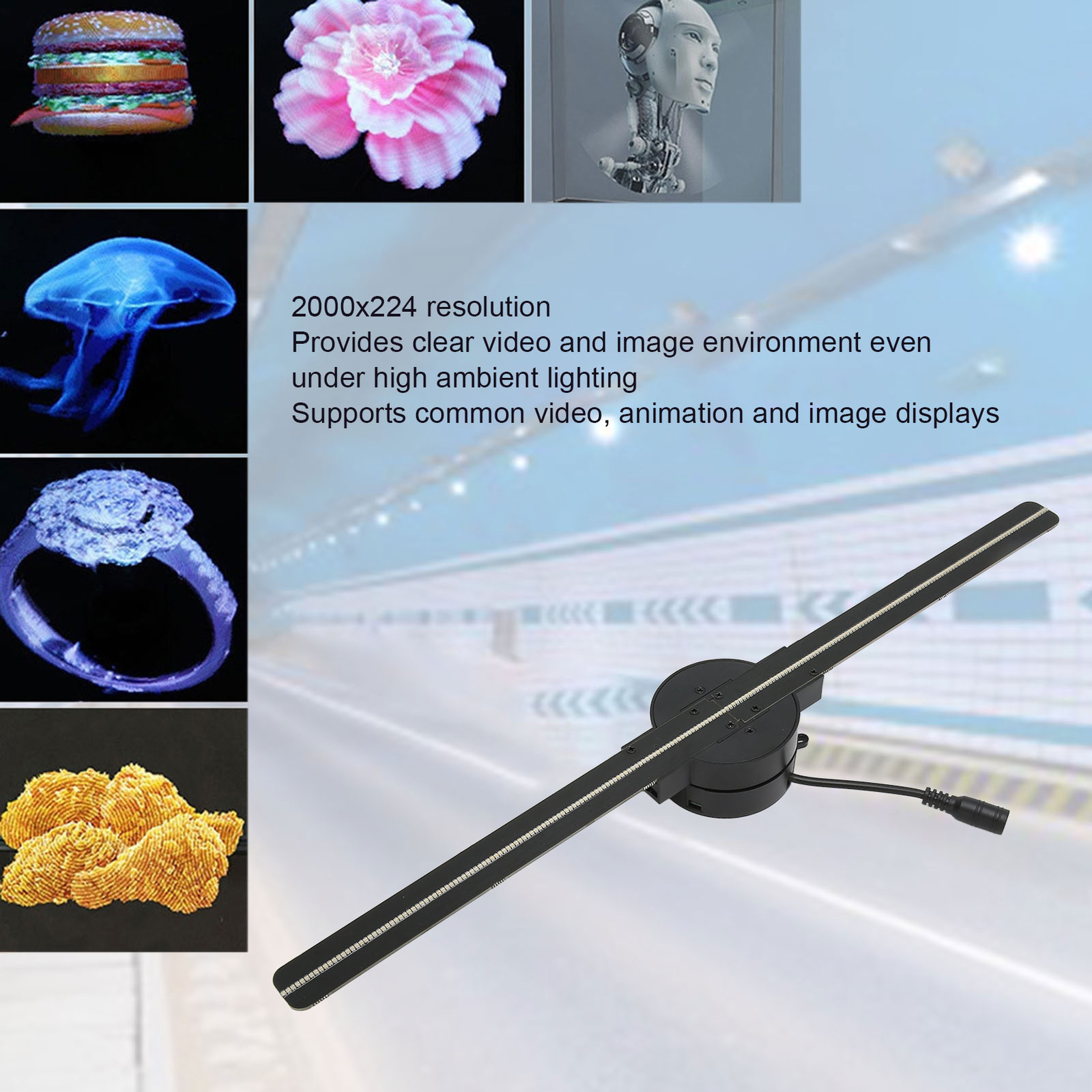 3D Hologram Fan 16.5in WiFi 3D Holographic Projector with 224 LED Light Beads
