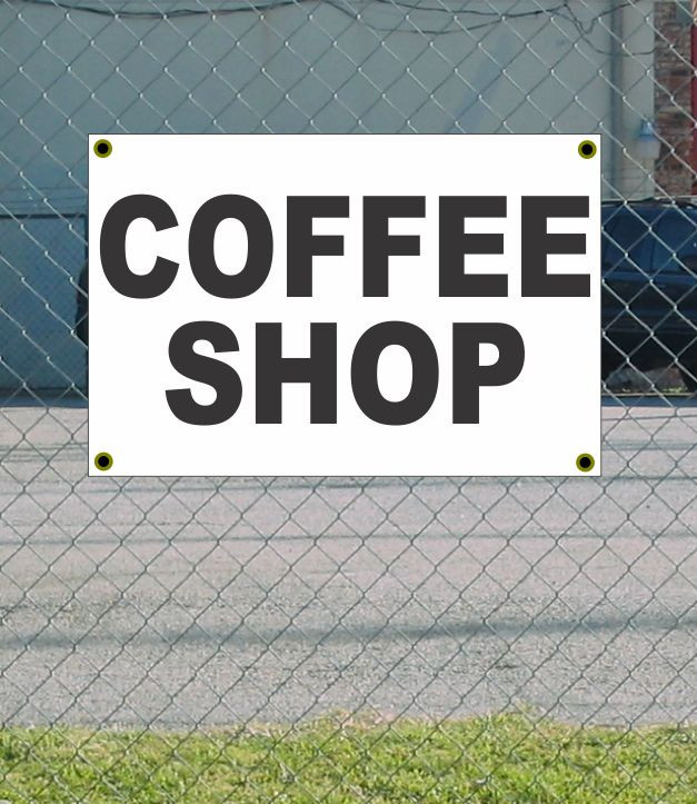 2×3 COFFEE SHOP Black & White Banner Sign NEW Discount Size & Price FREE SHIP