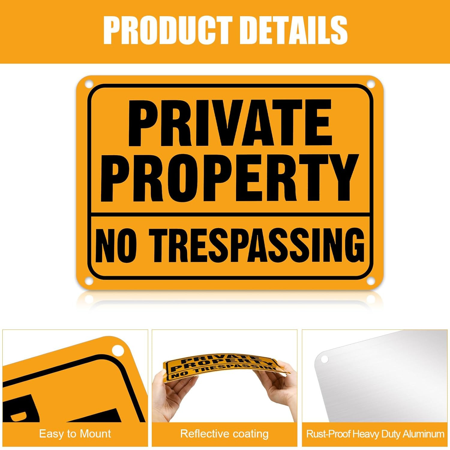40 Pcs No Trespassing Signs – Reflective Metal Outdoor Security Warning Signs