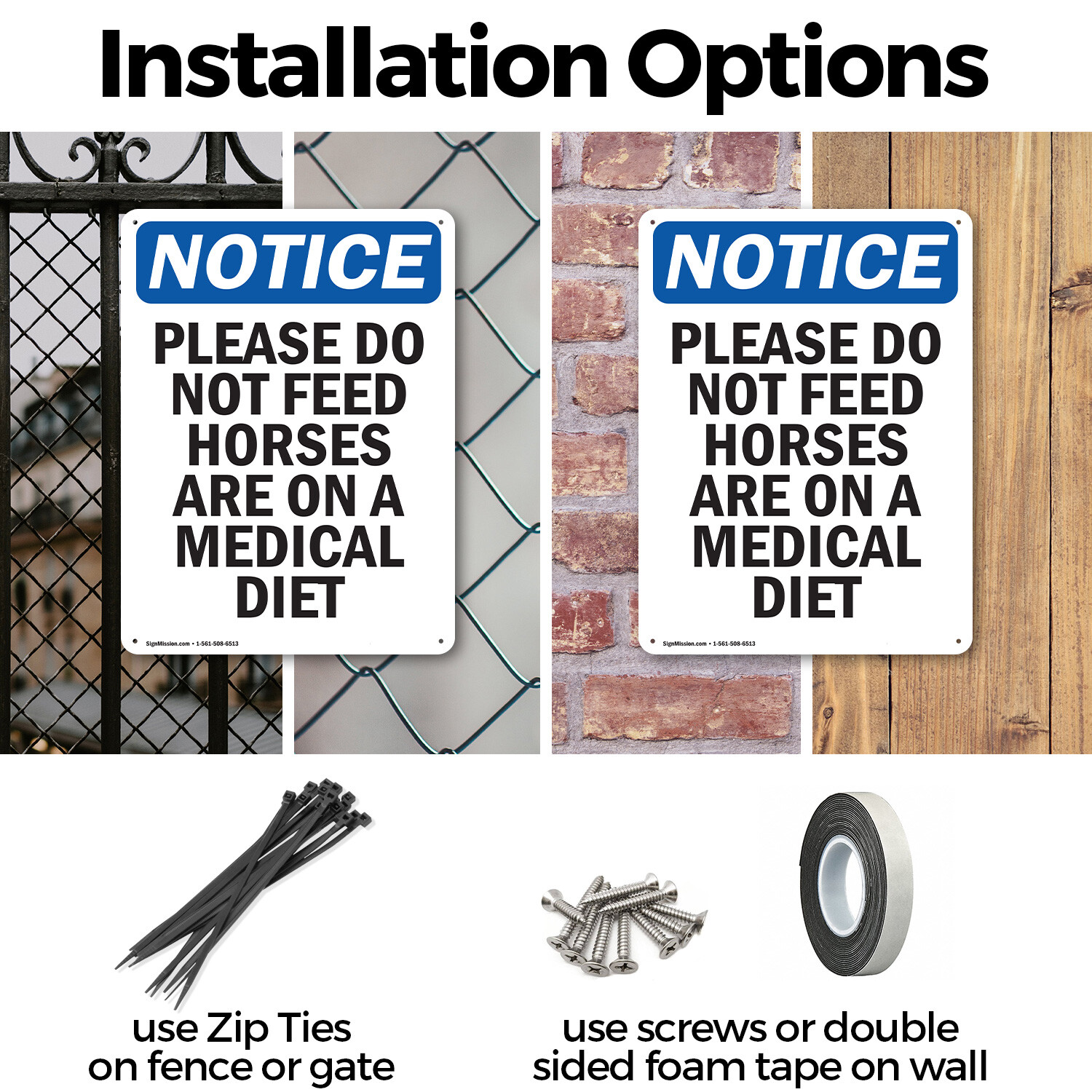 (2 Pack) Please Do Not Feed Horses Are OSHA Notice Sign Decal Metal Plastic