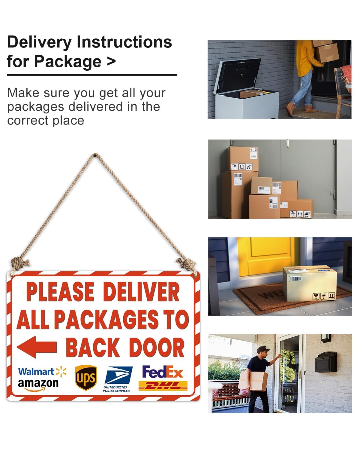 Delivery Sign for Outdoor Use 8×12 Inch Arrow Left Deliveries Sign – Please D…