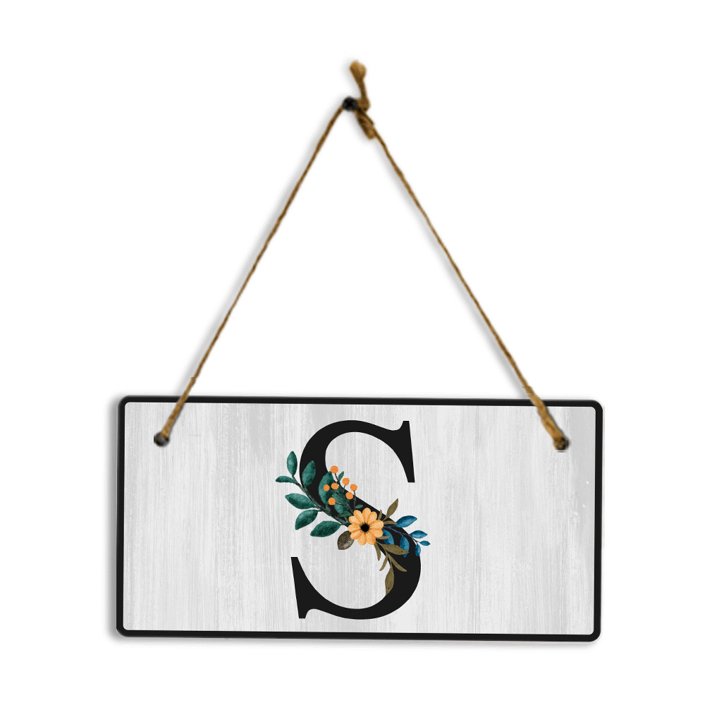 S Flower Decor 5×10 Hanging Wall or Door Sign | Alphabet Letter Room Decoration