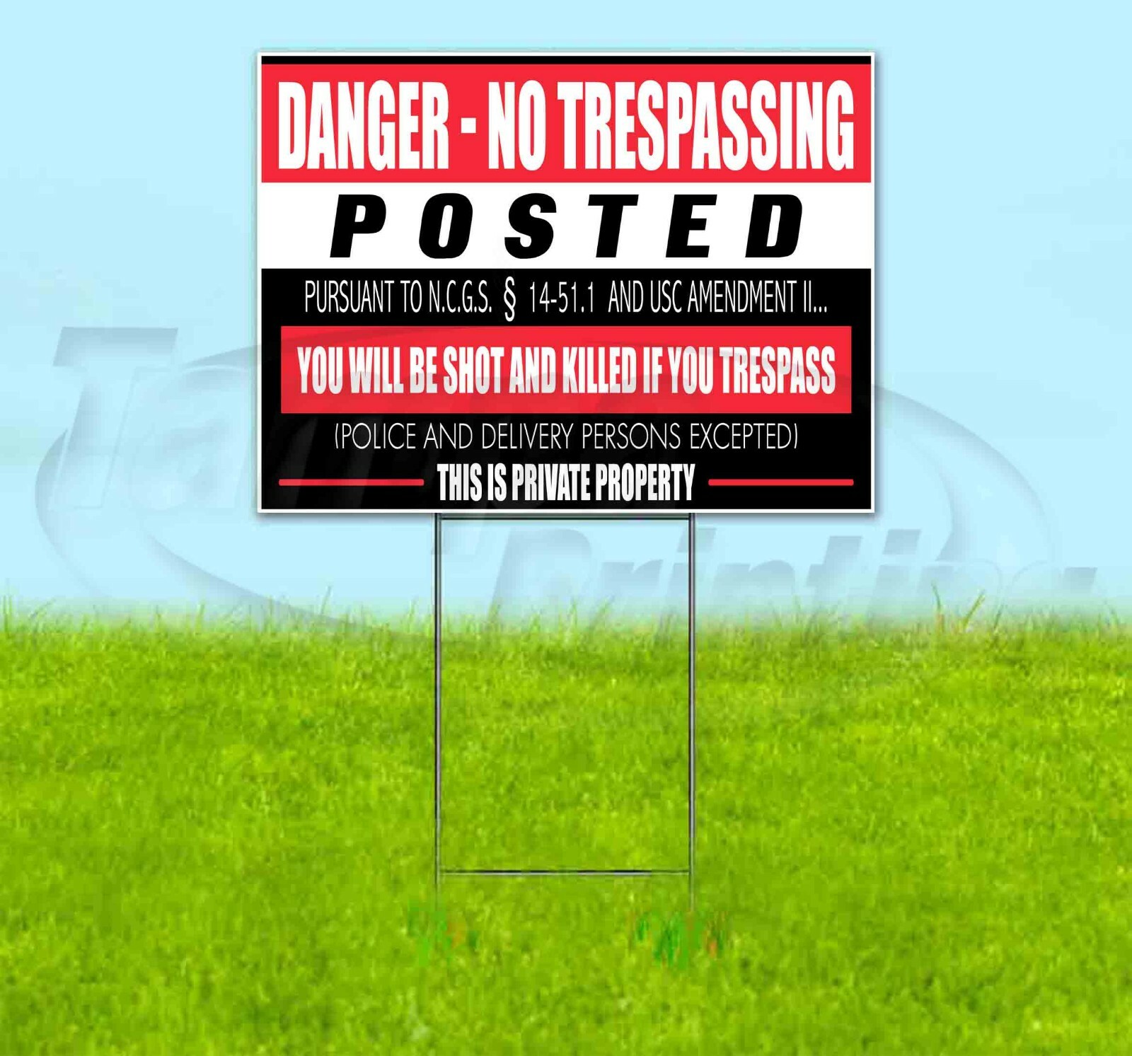 DANGER POSTED Yard Sign Corrugated Plastic Bandit Lawn Decorations USA